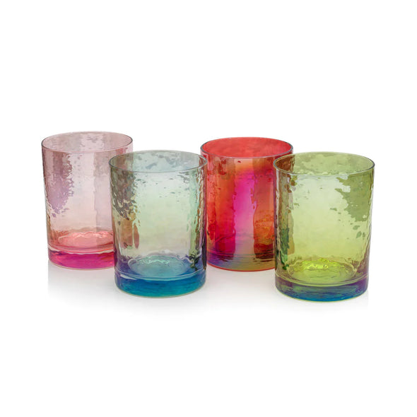 Hammered Rock Glass Set of 2- Luster Pink
