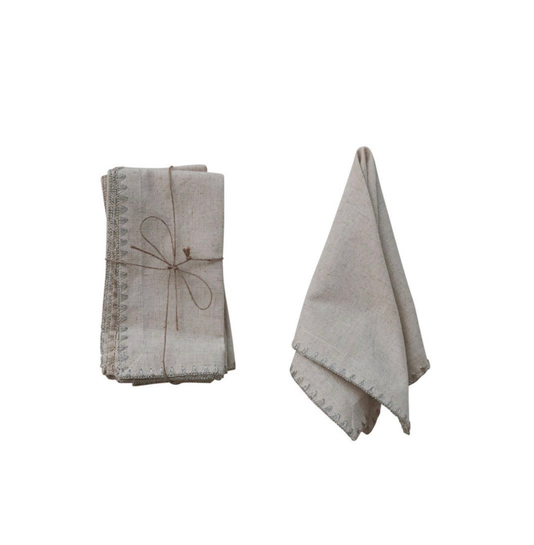 Holiday Woven Cotton Guest Napkins Metallic Thread