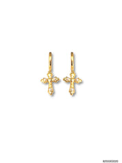 Ada Cross Drop Huggie- Pearl