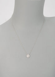 Flat Disc Necklace- White Gold CZ