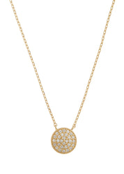 Flat Disc Necklace-Gold CZ