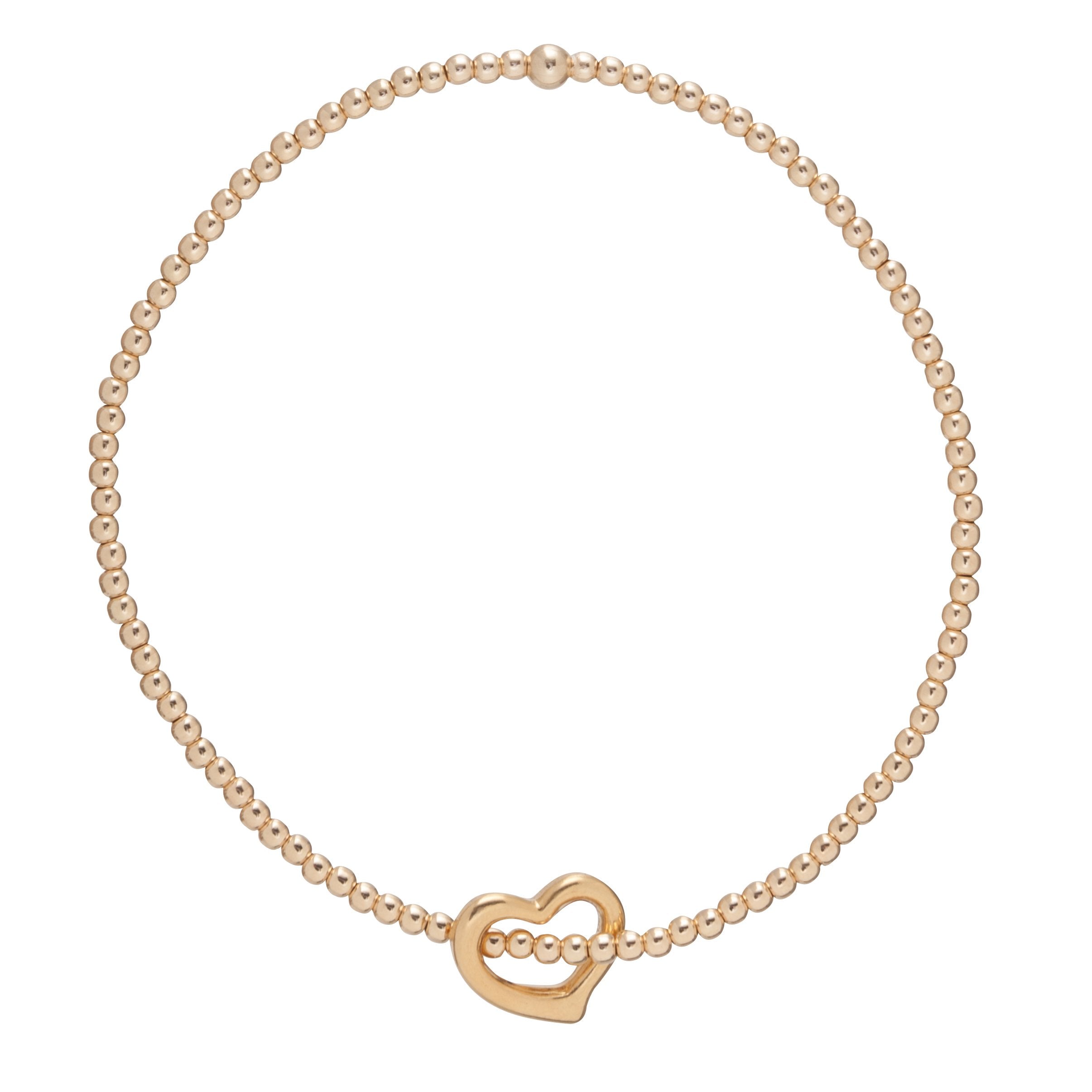 Classic Gold 2.5mm Bead Bracelet - Love Gold Charm
