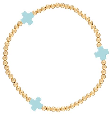 Signature Cross Pattern 3mm Bead Bracelet-Turquoise