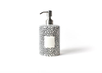 Black Small Dot Mini Happy Everything Cylinder Soap Pump