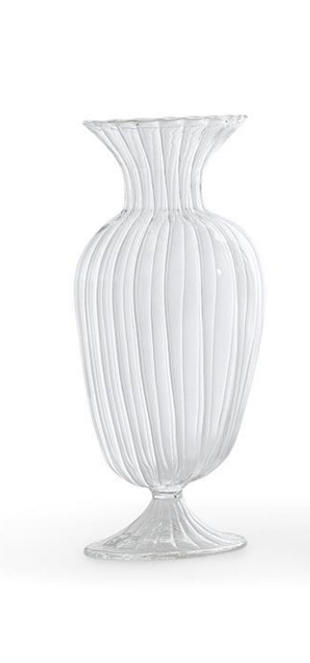 Vase/ Fluted Hand Blown Glass