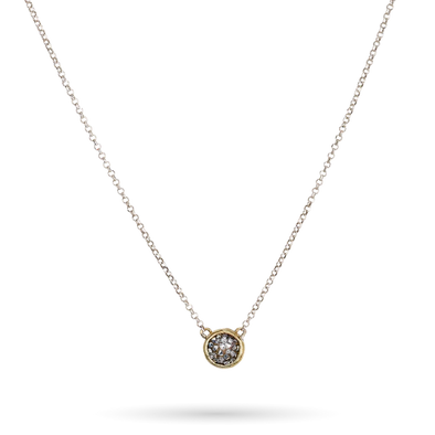 Kristal Dome Necklace- Sterling Silver & Brass