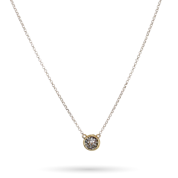 Kristal Dome Necklace- Sterling Silver & Brass