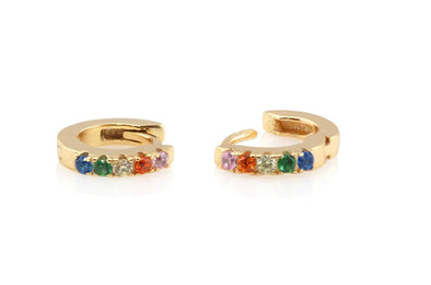 Crystal Huggie Hoop Earrings- Rainbow