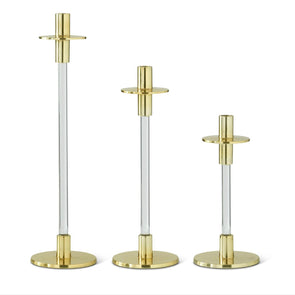 Acrylic & Gold Taper Holders- Set of 3  STORE PICKUP ONLY