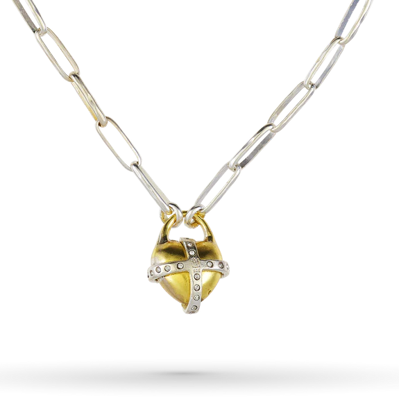 Heartglobe Charm Necklace- Sterling Silver