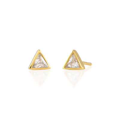 Triangle Bezel Crystal Stud Earrings