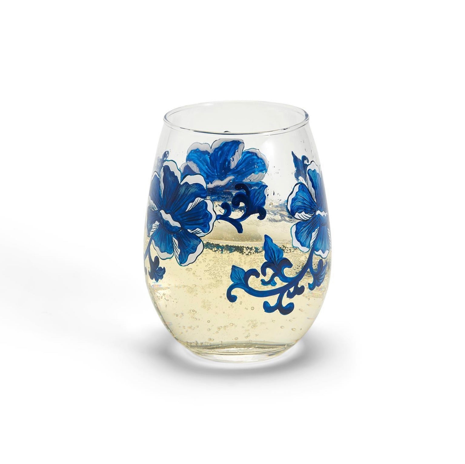 Hand-Painted Stemless Wine Glasses- Set of 4