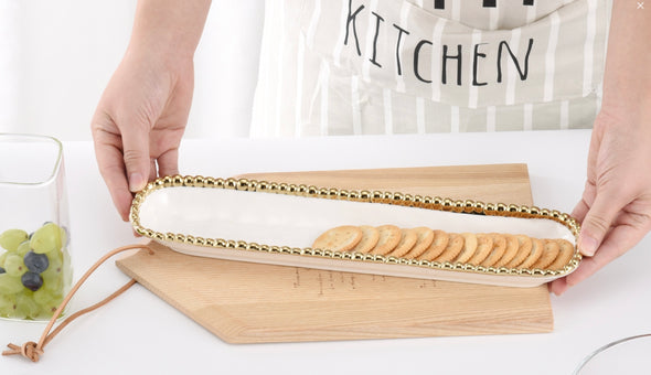 Pampa Bay Cracker Dish- Gold & White