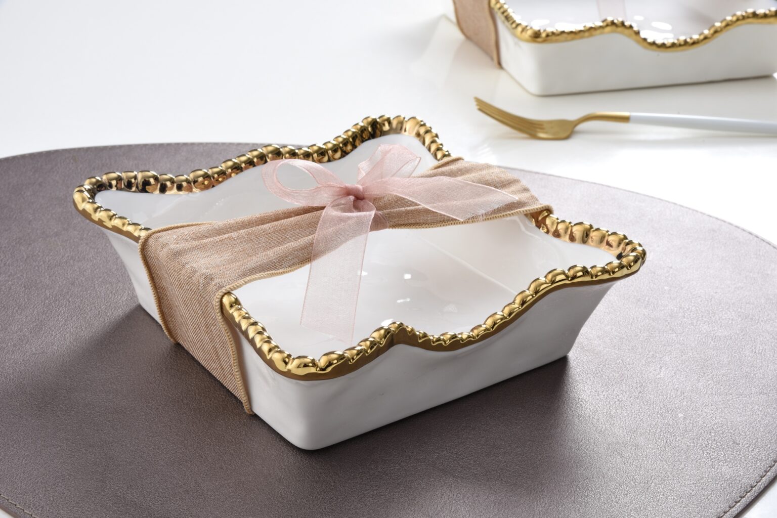Pampa Bay Cocktail Napkin Holder- Gold & White
