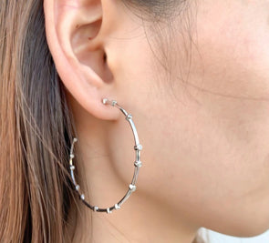 Cubic Zirconia Studded Hoop Earrings