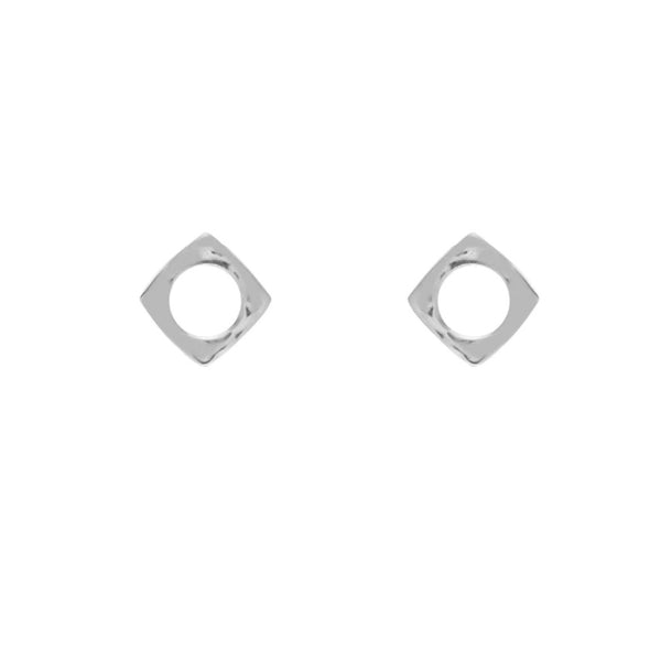 Rombo Square Earrings- Silver Plated