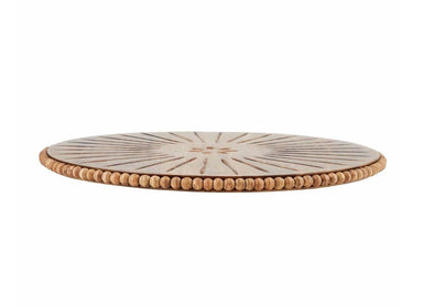 Beaded Lazy Susan- Carved Natural