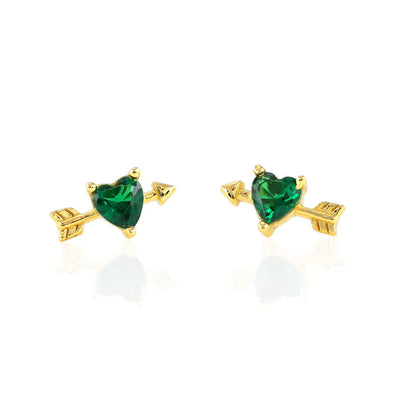 Cupid’s Heart Emerald Stud Earrings