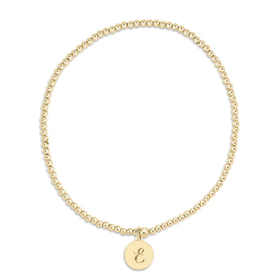 Classic Gold 2mm Bead Bracelet- Small Respect Initial Disc
