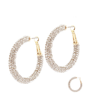 Rhinestone Hoop Earrings- Small