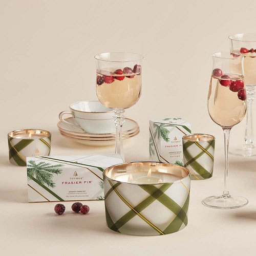 Frasier Fir- Frosted Plaid 3 Wick Large Candle