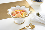 Pampa Bay Footed Bowl- Gold & White
