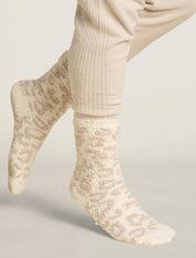 Cozy Chic Barefoot In The Wild Socks- Stone/Cream