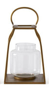 Gold Trapezoid Lanterns w/ Glass Hurricane- Sold Individually STORE PICKUP ONLY