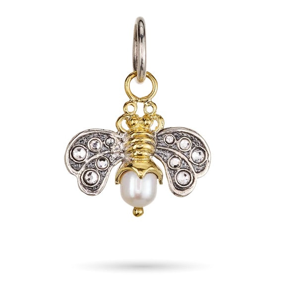 Crystal Honeypearl Bee Charm - Pale Pearl