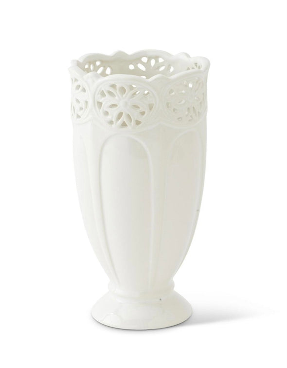 White Ceramic Vases w/ Ornate Trim- Assorted Sizes STORE PICKUP ONLY