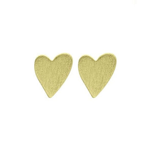 Amores Heart Stud Earrings -Gold