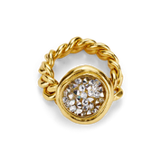 Kristal Dome Figaro Ring- Brass