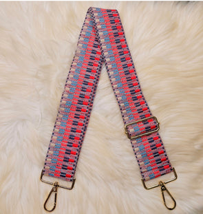 Adjustable Bag Strap- Red/Navy/Turquoise