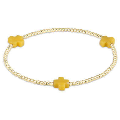 Signature Cross Pattern 3mm Bead Bracelet- Canary