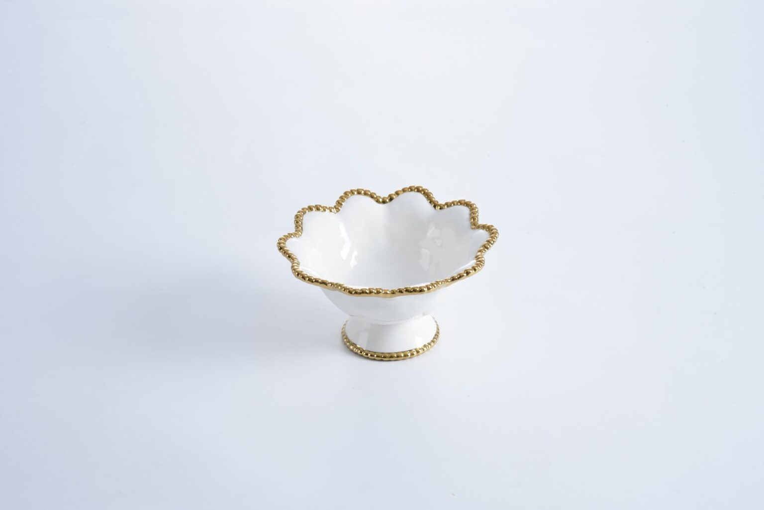 Pampa Bay Footed Bowl- Gold & White