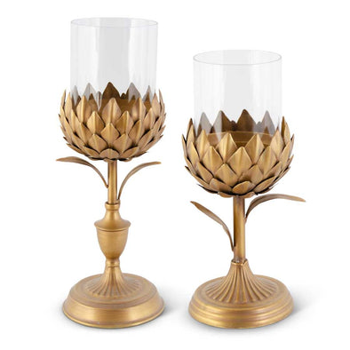 Big Gold Petal Candleholders w/Round Base- Set of 2 INSTORE/CURBSIDE PICKUP ONLY