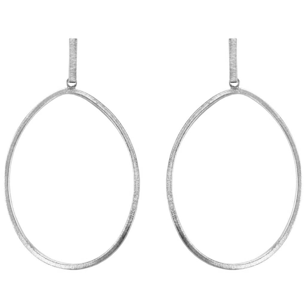 Twisted Wavy Oval Hoop- Silver