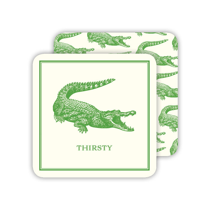 Coaster Set of 20- Green Thirsty Alligator