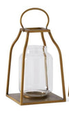 Gold Trapezoid Lanterns w/ Glass Hurricane- Sold Individually STORE PICKUP ONLY