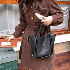 Small Faux Leather Tote- Black
