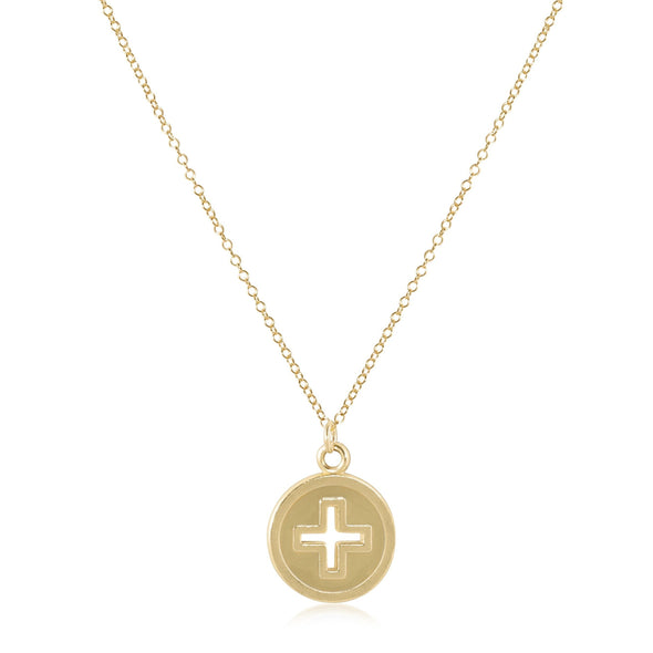 Signature Gold Cross Disc Necklace Gold - 16"