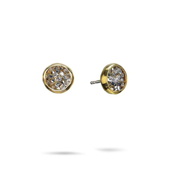 Kristal Dome Stud Earrings- Brass