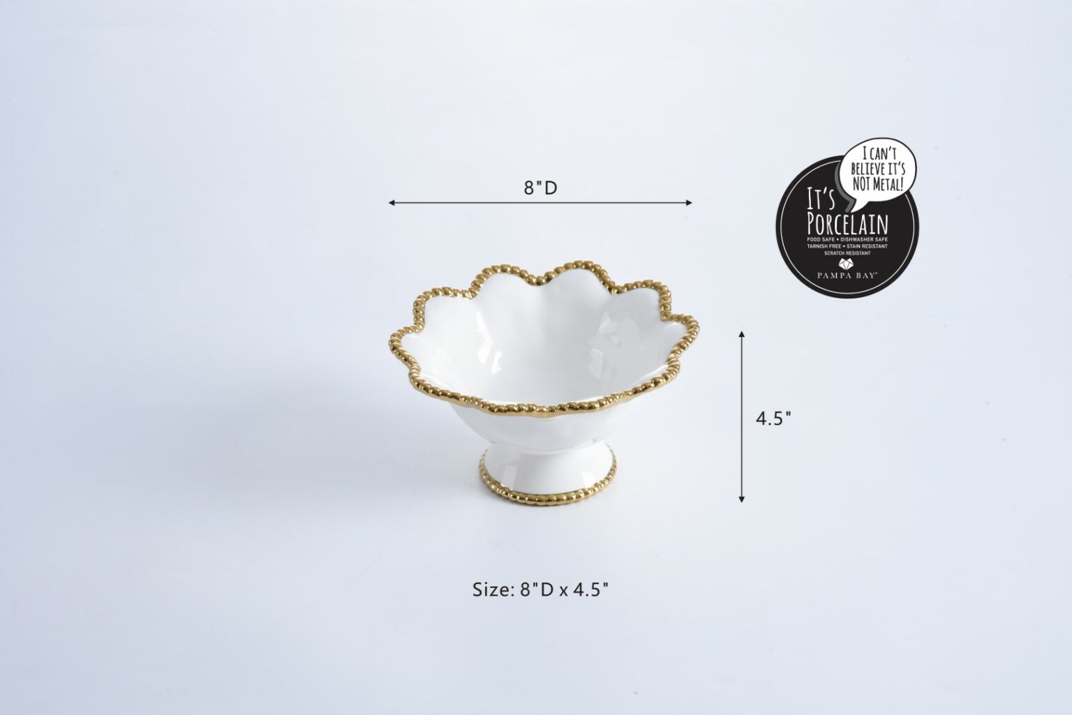Pampa Bay Footed Bowl- Gold & White