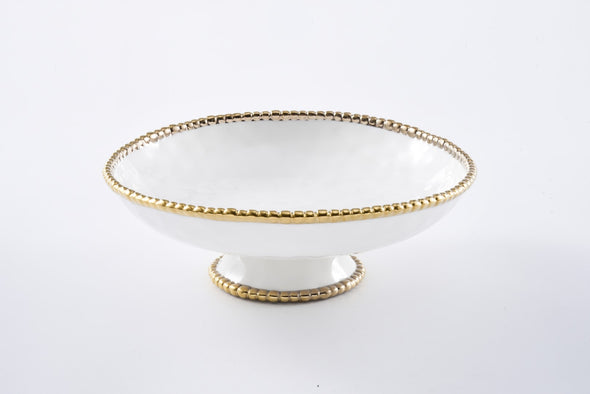 Pampa Bay Footed Bowl - White/Gold