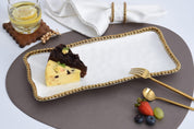 Pampa Bay Rectangular Tray- Gold & White