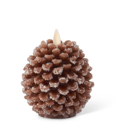 Luminary Snowy Pinecone Candle- 4.5”