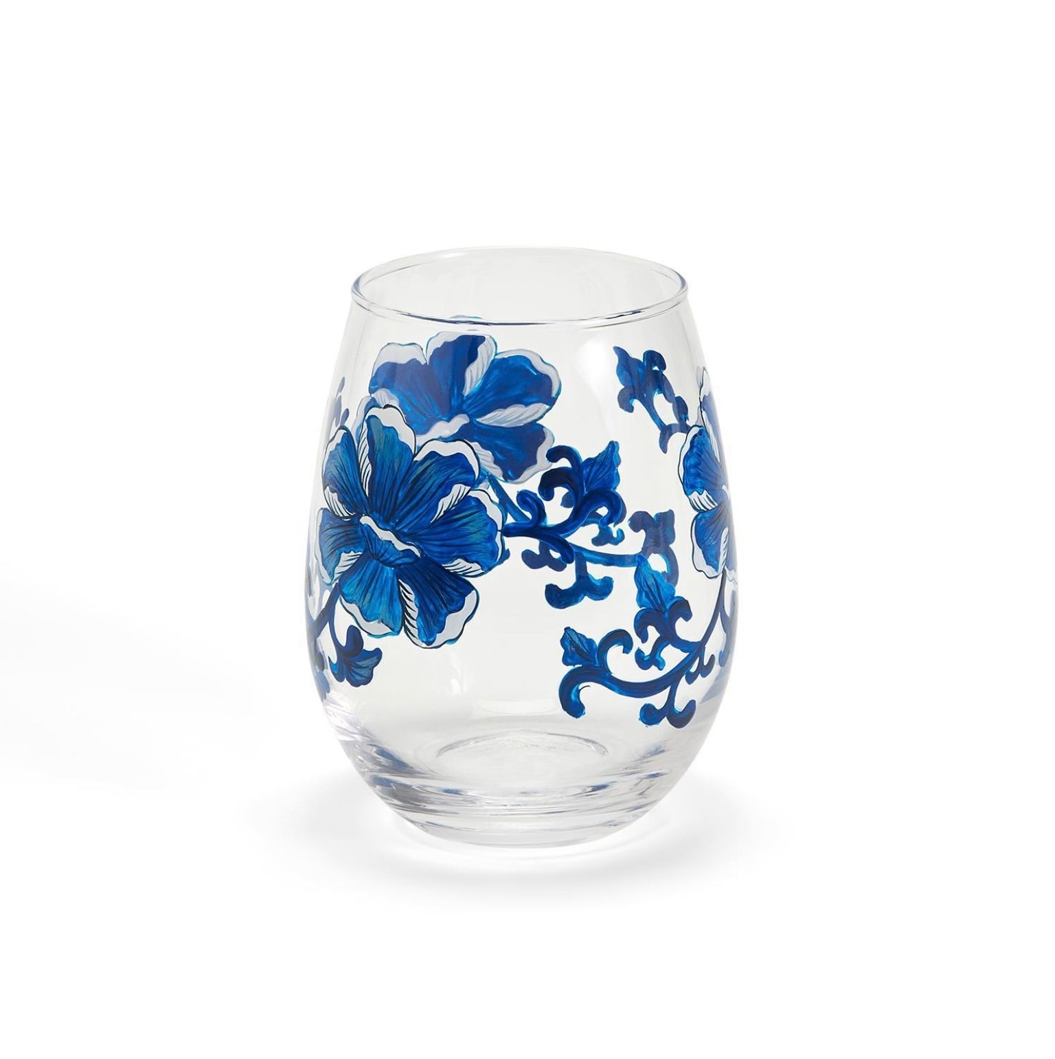 Hand-Painted Stemless Wine Glasses- Set of 4