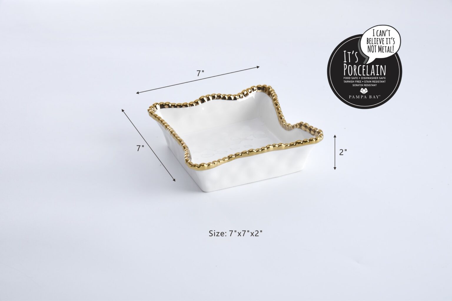 Pampa Bay Cocktail Napkin Holder- Gold & White