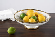 Pampa Bay Footed Bowl - White/Gold