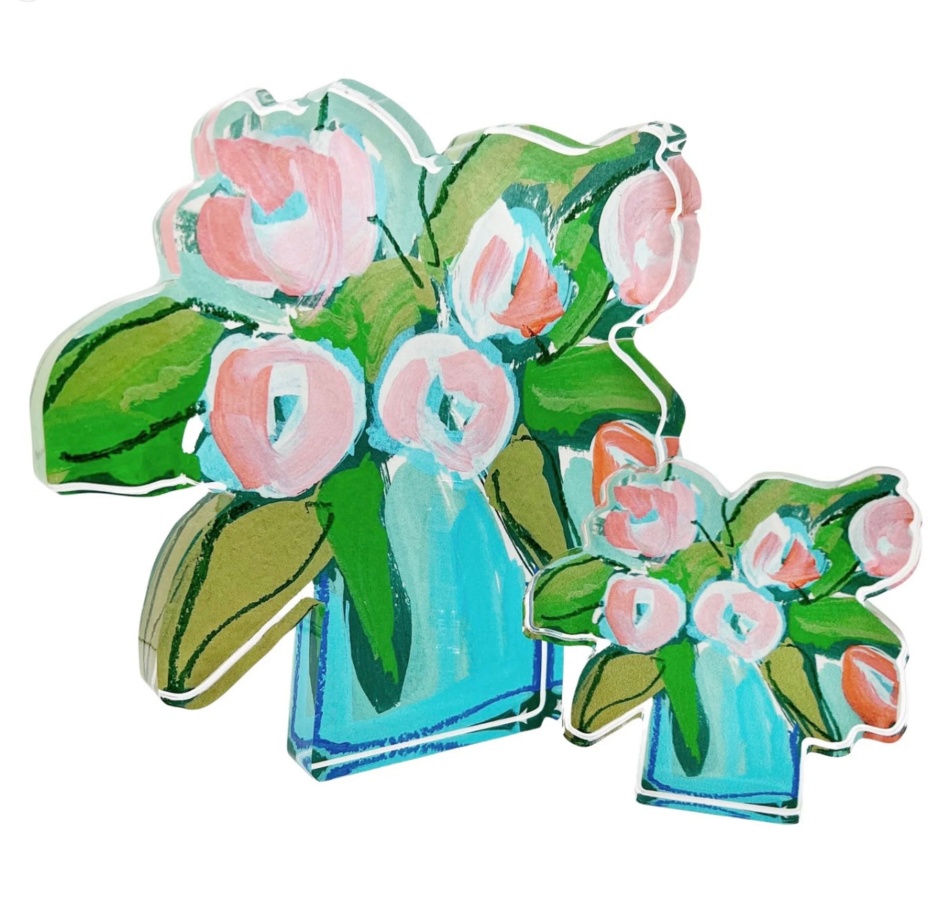 Coral Tulips Acrylic Bloom Block- Small
